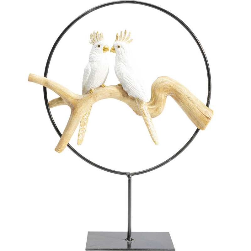 Статуэтка White Parrots in a ring Белый Древесина Черный Статуэтка White Parrots in a ring Белый Древесина Черный в Челябинске | Loft Concept