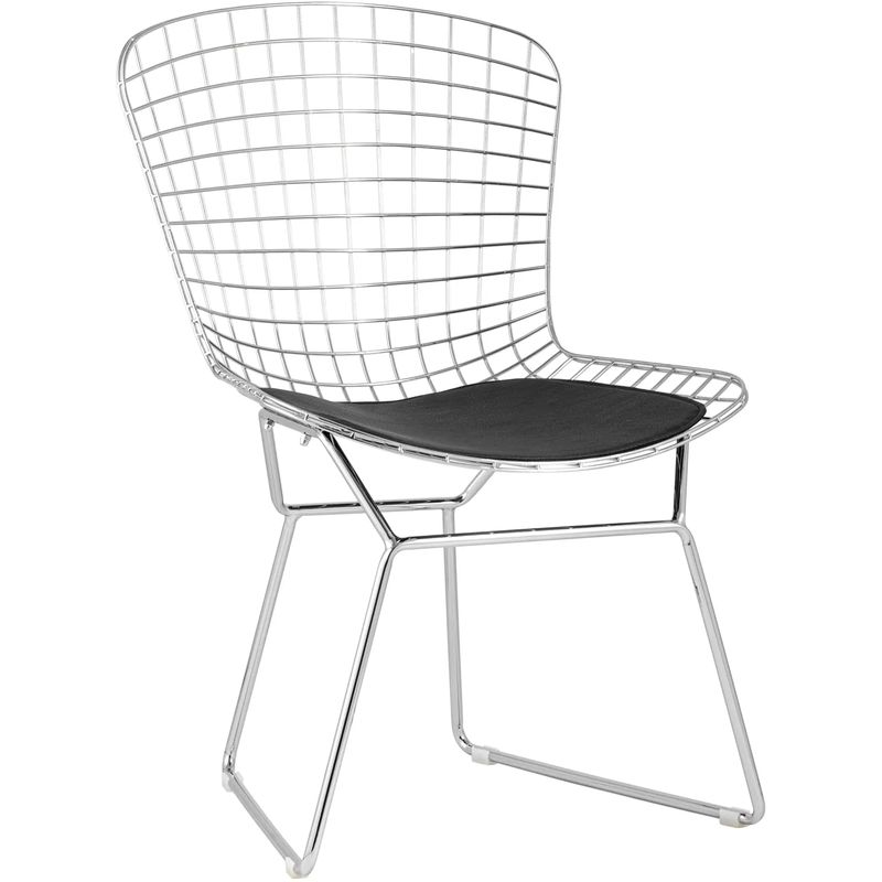 Стул Bertoia Chair Хромированный с Черной подушкой Хром Черный Стул Bertoia Chair Хромированный с Черной подушкой Хром Черный в Челябинске | Loft Concept