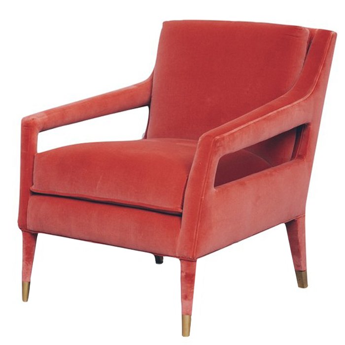 Кресло Open Arm Club Chair Красный Латунь Кресло Open Arm Club Chair Красный Латунь в Челябинске | Loft Concept