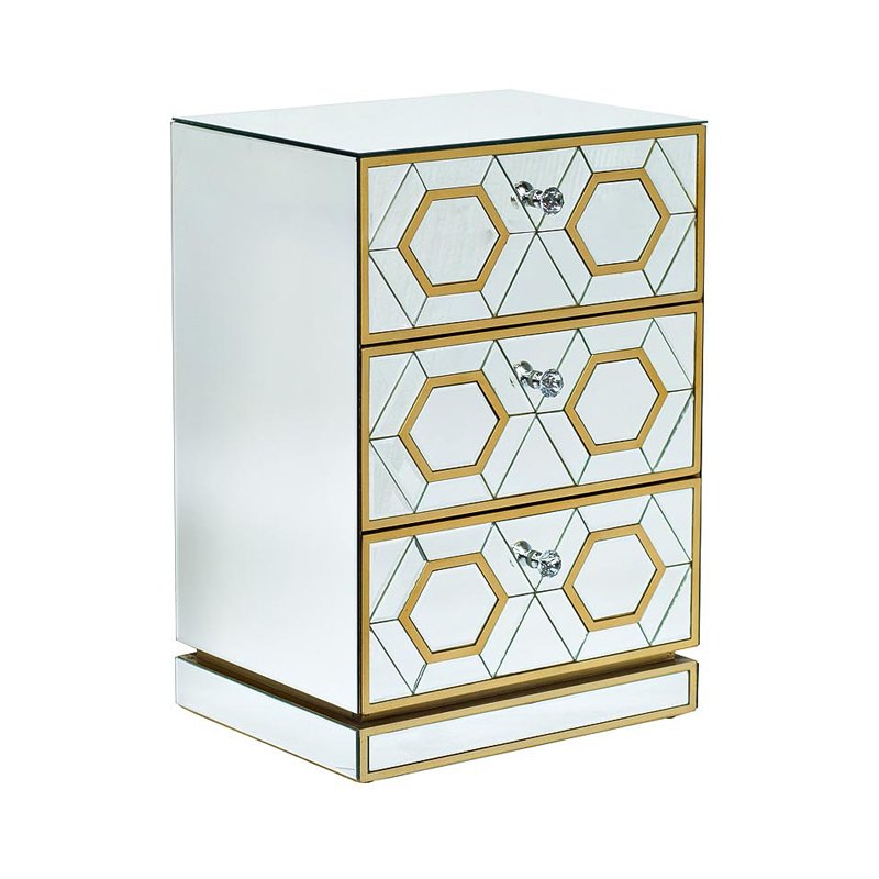 Комод зеркальный с 3-мя ящиками Mirrored Commode 3 drawers Золотой Комод зеркальный с 3-мя ящиками Mirrored Commode 3 drawers Золотой в Челябинске | Loft Concept