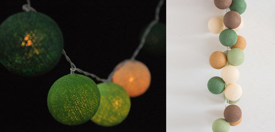 Гирлянда хлопковые фонарики Сotton Ball Forest Green - Loft-Concept в Челябинске