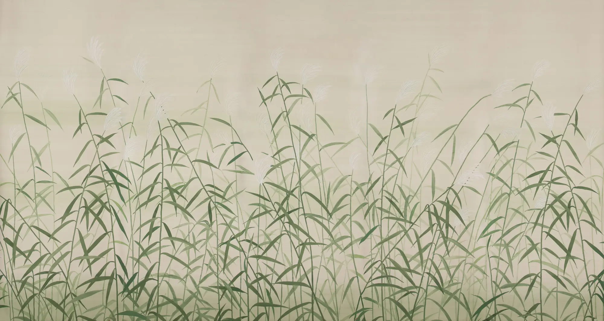 Обои ручная роспись Wild Grasses Special Colourway on Bleached Silver slub silk Обои ручная роспись Wild Grasses Special Colourway on Bleached Silver slub silk - постер Loft-Concept в Челябинске
