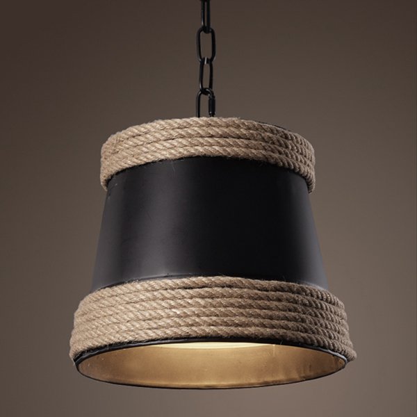Подвесной светильник Black & Hemp Pendant Lamp Черный Подвесной светильник Black & Hemp Pendant Lamp Черный в Челябинске | Loft Concept