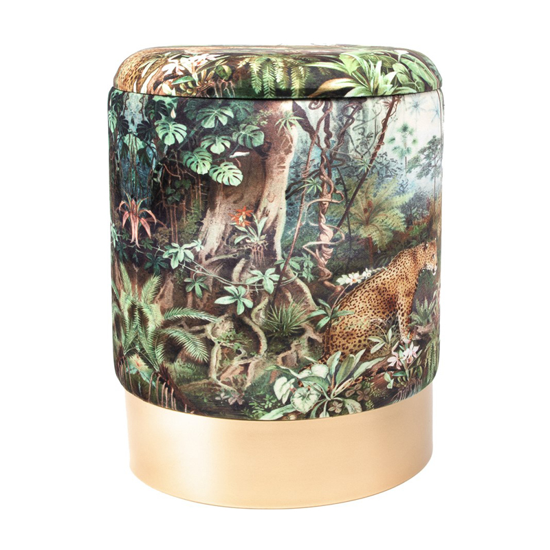 Пуф PUF Jungle Print lynx Мульти Золотой Пуф PUF Jungle Print lynx Мульти Золотой в Челябинске | Loft Concept