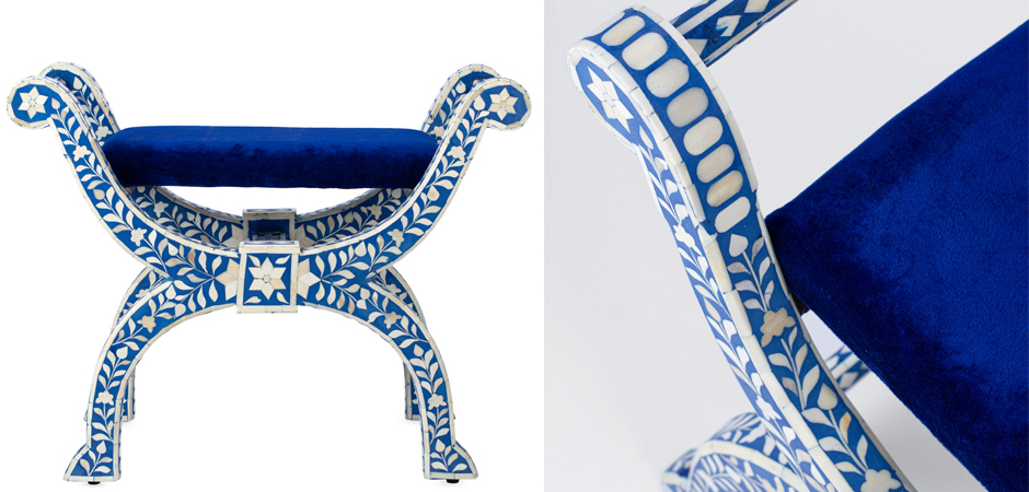Табурет отделка кость голубой BONE INLAY Jenny Stool Табурет отделка кость голубой BONE INLAY Jenny Stool - Loft-Concept в Челябинске
