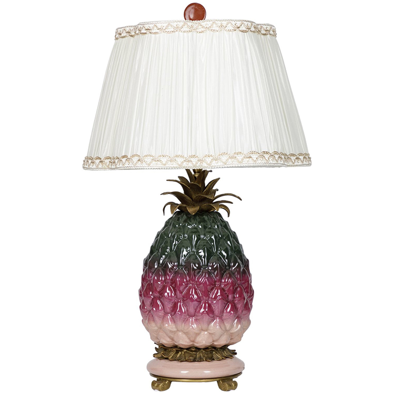 Настольная лампа с абажуром Pineapple Dark Green Purple Table Lamp Белый Бронза Зеленый Розовый Настольная лампа с абажуром Pineapple Dark Green Purple Table Lamp Белый Бронза Зеленый Розовый в Челябинске | Loft Concept