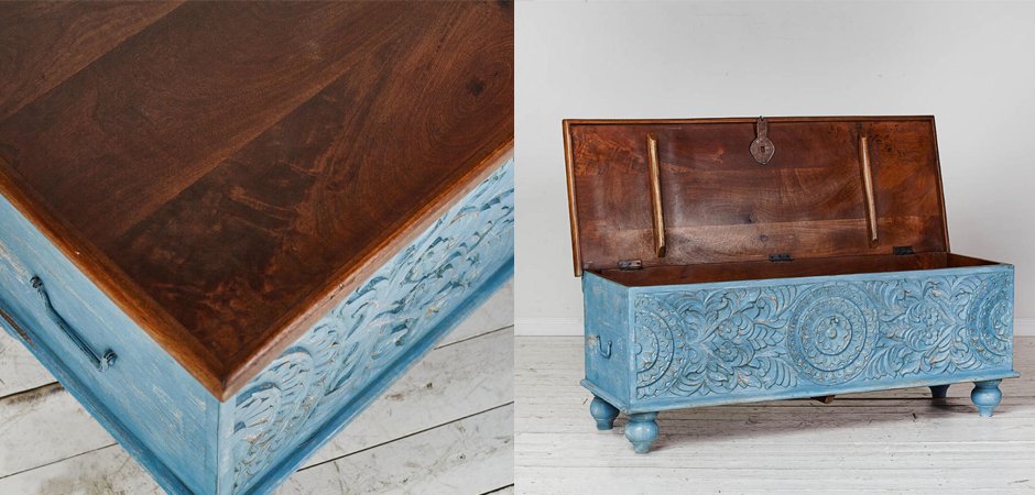 Сундук из массива манго большой Blue Mango Сундук из массива манго большой Blue Mango - Loft-Concept в Челябинске