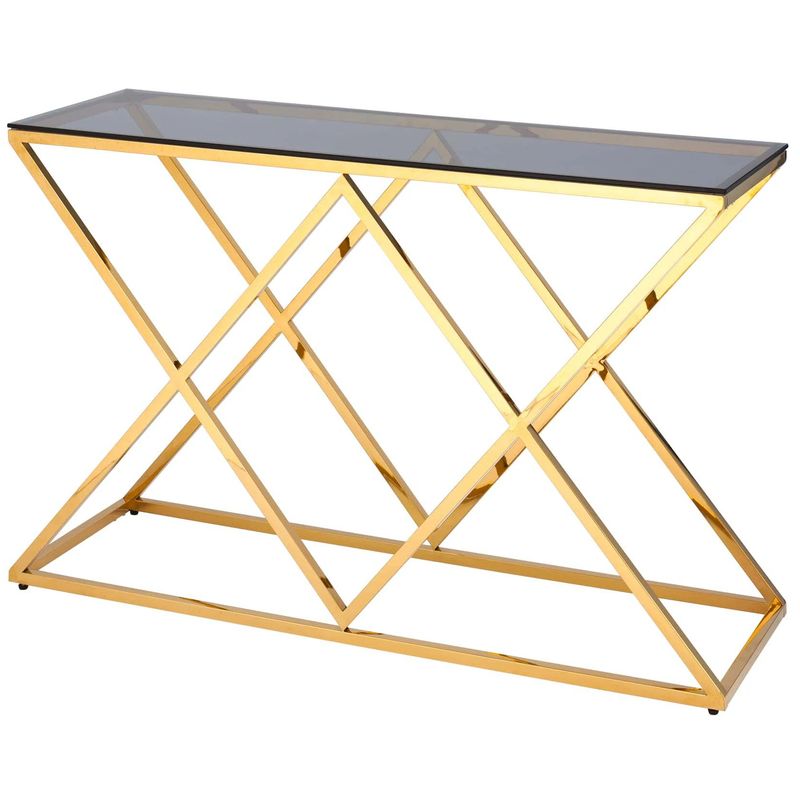 Консоль Geometry Rhombus Gold Золотой Стекло Смок Консоль Geometry Rhombus Gold Золотой Стекло Смок в Челябинске | Loft Concept
