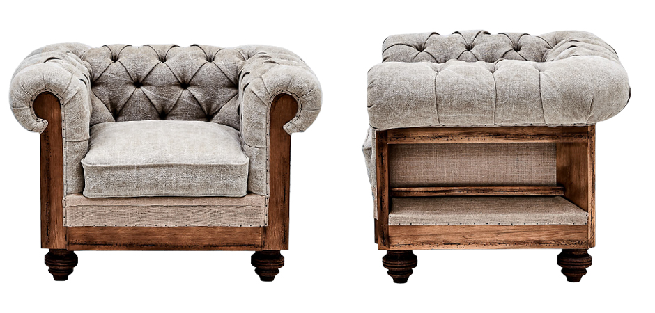 Кресло Deconstructed Chesterfield Armchair Gray Кресло Deconstructed Chesterfield Armchair Gray - Loft-Concept в Челябинске