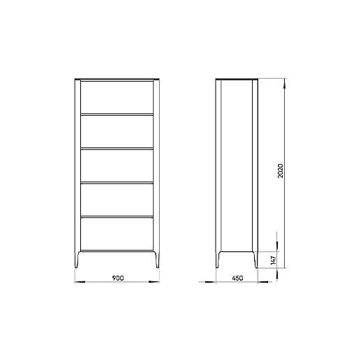 Стеллаж прямой молочного цвета с открытыми полками Type  в Челябинске