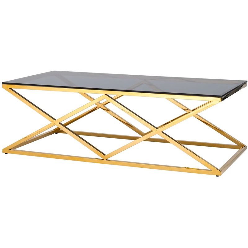 Столик кофейный Geometry Rhombus Gold Золотой Стекло Смок Столик кофейный Geometry Rhombus Gold Золотой Стекло Смок в Челябинске | Loft Concept