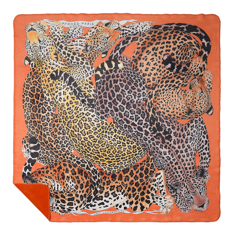 Плед Hermes Leopards Orange Оранжевый Коричневый в Челябинске | Loft Concept 