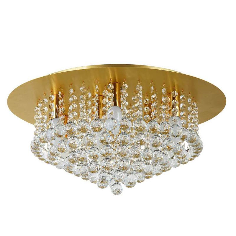 Потолочный светильник Cascade Chandelier Crystal 55 Глянцевое золото Прозрачное Стекло в Челябинске | Loft Concept 