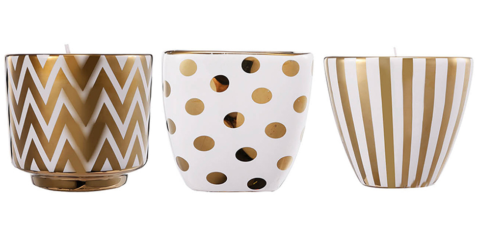Набор из 3-х подсвечников Gold & White Ornament Набор из 3-х подсвечников Gold & White Ornament - Loft-Concept в Челябинске