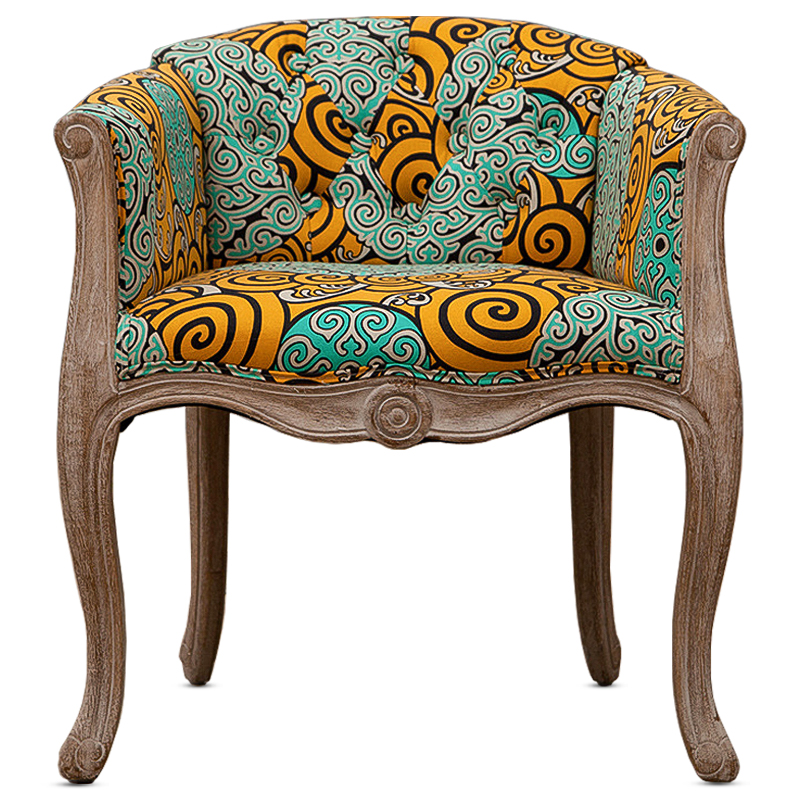 Кресло Yellow and Turquoise Ornament Chair Мульти Бежево-серый Кресло Yellow and Turquoise Ornament Chair Мульти Бежево-серый в Челябинске | Loft Concept