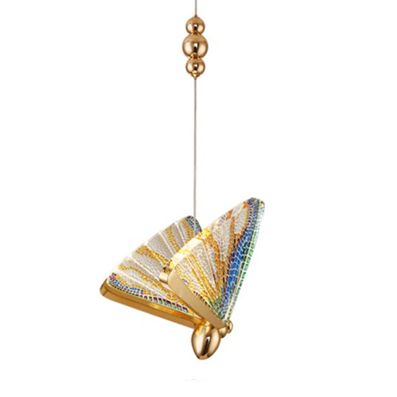Butterfly Pendant Lamp Colored glass J Мульти Глянцевое золото в Челябинске | Loft Concept 