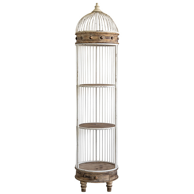 Стеллаж клетка Cage Rack White Provence Белый Коричневый Стеллаж клетка Cage Rack White Provence Белый Коричневый в Челябинске | Loft Concept
