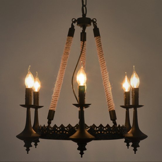 Люстра 6-Light Rustic Chandelier Черный Люстра 6-Light Rustic Chandelier Черный в Челябинске | Loft Concept