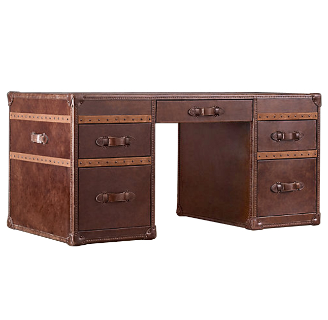 Рабочий Стол Натуральная Кожа RH Mayfair Steamer Trunk Коричневый винтаж Рабочий Стол Натуральная Кожа RH Mayfair Steamer Trunk Коричневый винтаж в Челябинске | Loft Concept