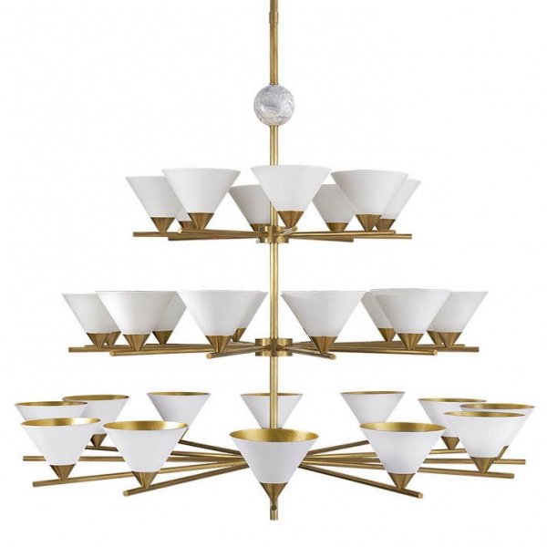Люстра Cleo Three-tier Chandelier Латунь Белый Люстра Cleo Three-tier Chandelier Латунь Белый в Челябинске | Loft Concept