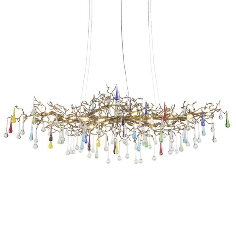 Люстра Waterfall Chandelier Colored Drops Золотой Прозрачный Мульти Люстра Waterfall Chandelier Colored Drops Золотой Прозрачный Мульти в Челябинске | Loft Concept