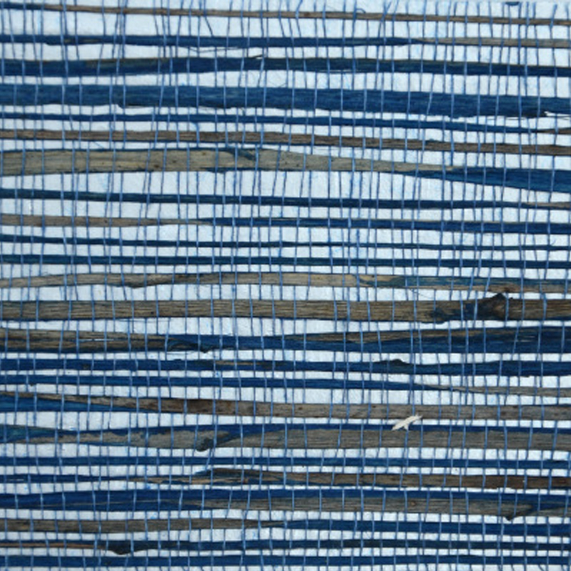 Обои-Соломка из Рафии Синий цвет Raffia Wallpaper Blue II Синий в Челябинске | Loft Concept 
