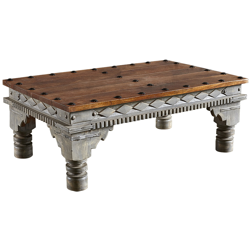 Кофейный стол из массива манго Kerala Grey Mango Coffee Table Коричневый Серый Кофейный стол из массива манго Kerala Grey Mango Coffee Table Коричневый Серый в Челябинске | Loft Concept