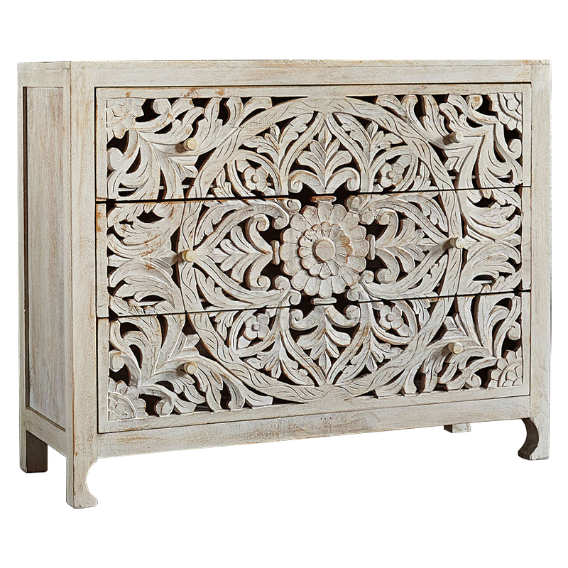 Комод Indian Antique White Furniture Chest of Drawers Kailash белый Белый Комод Indian Antique White Furniture Chest of Drawers Kailash белый Белый в Челябинске | Loft Concept