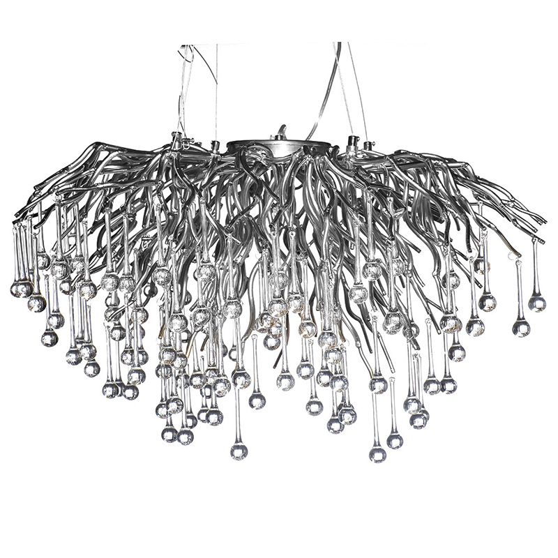 Люстра Droplet Chrome Chandelier 80 Хром Прозрачный Люстра Droplet Chrome Chandelier 80 Хром Прозрачный в Челябинске | Loft Concept