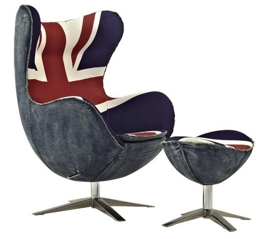 Кресло яйцо Egg Union Jack Denim Кресло яйцо Egg Union Jack Denim в Челябинске | Loft Concept