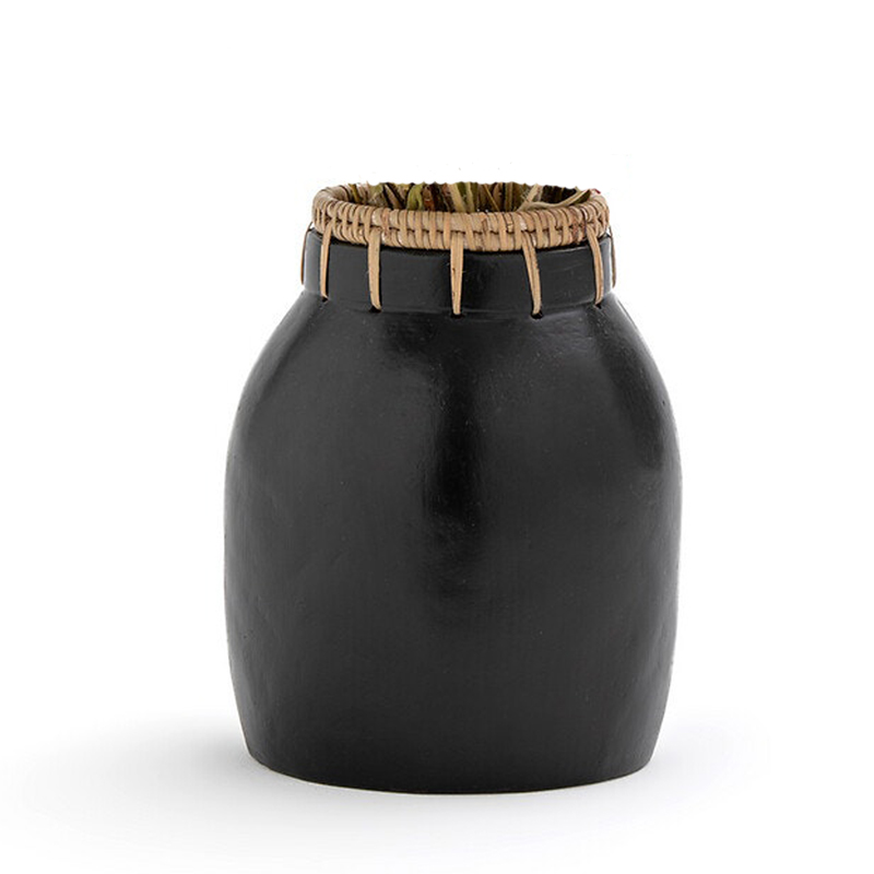 Ваза Ceramic Vase & Rattan D17 Черный Ваза Ceramic Vase & Rattan D17 Черный в Челябинске | Loft Concept