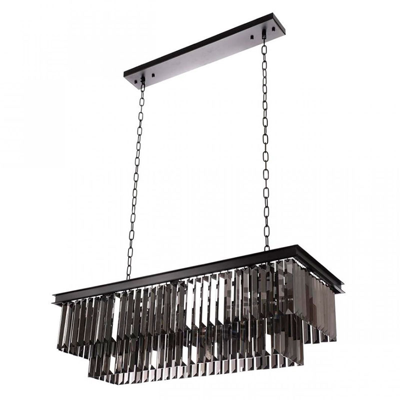 Прямоугольная Люстра RH 1920s Odeon Black iron Серое Стекло Длина 80 см Черный Серый Прямоугольная Люстра RH 1920s Odeon Black iron Серое Стекло Длина 80 см Черный Серый в Челябинске | Loft Concept