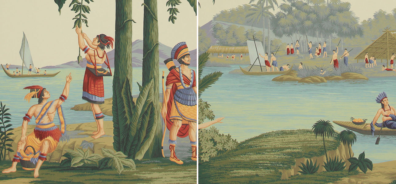 Обои ручная роспись Les Sauvages de la Mer Pacifique Azure on scenic paper - фото