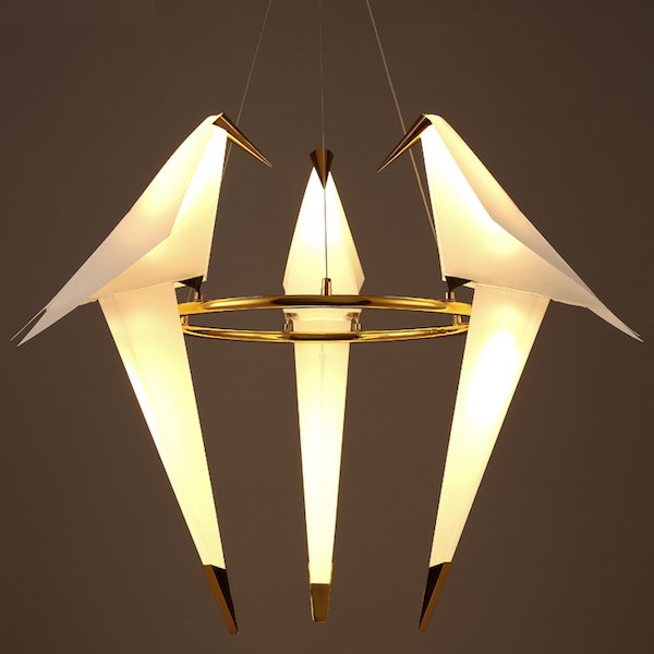 Люстра Origami Bird Chandelier 3 Бежево-серый Золотой Люстра Origami Bird Chandelier 3 Бежево-серый Золотой в Челябинске | Loft Concept