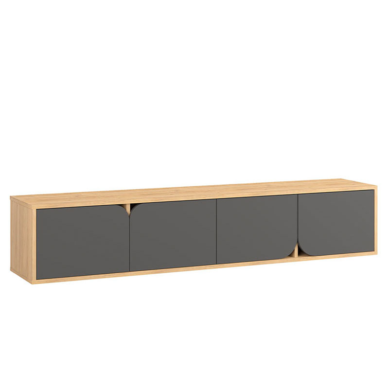 ТВ-тумба подвесная цвета древесины с 4-мя темно-серыми дверцами SPARK TV STAND OAK ANTHRACITE Серый Древесина ТВ-тумба подвесная цвета древесины с 4-мя темно-серыми дверцами SPARK TV STAND OAK ANTHRACITE Серый Древесина в Челябинске | Loft Concept