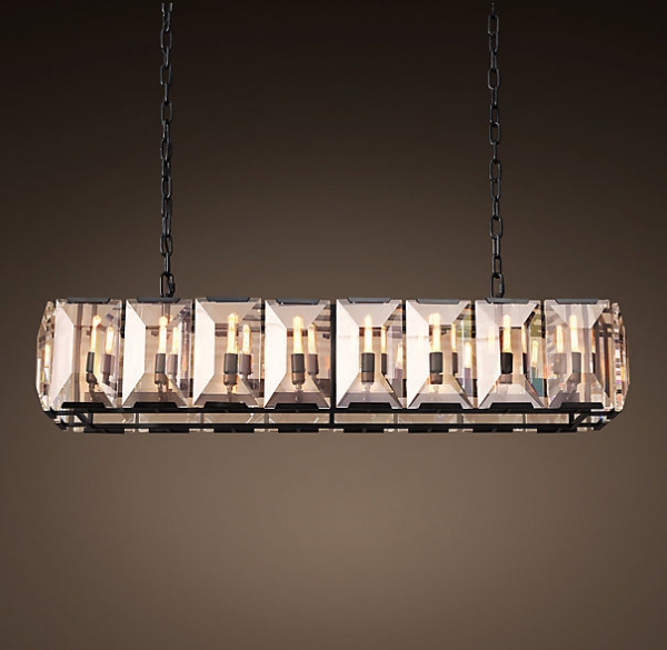 Люстра RH Harlow Crystal Square Chandelier 16 Черный в Челябинске | Loft Concept 