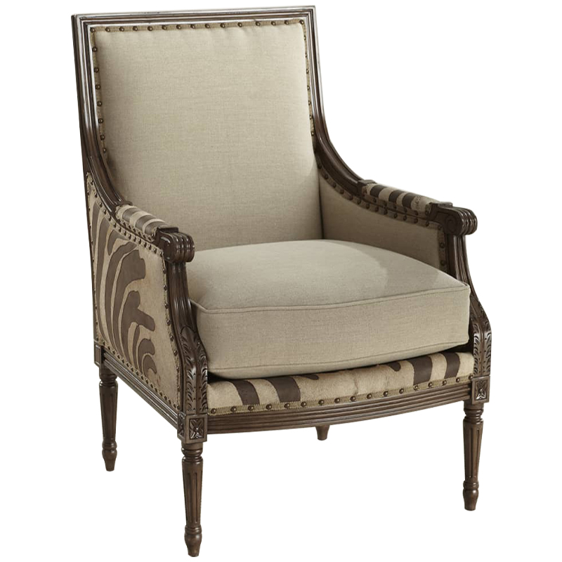 Кресло Massoud Annie Zebra Washed Leather Linen Chair Коричневый Бежево-серый Кресло Massoud Annie Zebra Washed Leather Linen Chair Коричневый Бежево-серый в Челябинске | Loft Concept