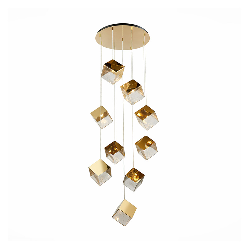 Потолочная люстра Pyrite Chandelier gold cube 9 Золотой Прозрачный Потолочная люстра Pyrite Chandelier gold cube 9 Золотой Прозрачный в Челябинске | Loft Concept