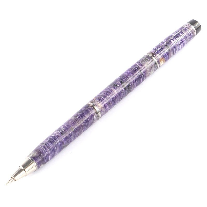 Ручка шариковая из натурального камня Чароит Stone Pens Фиолетовый Серебряный Ручка шариковая из натурального камня Чароит Stone Pens Фиолетовый Серебряный в Челябинске | Loft Concept