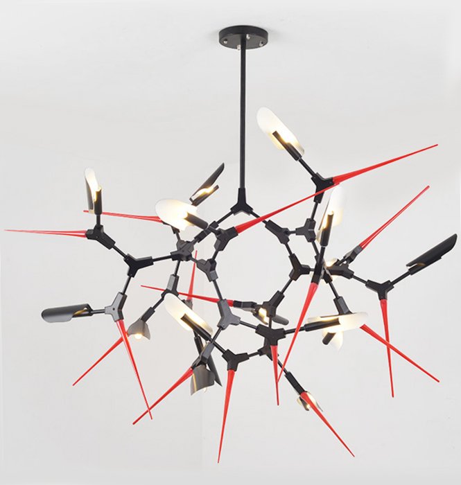 Люстра Red Spikes Chandelier 16 Черный Красный Люстра Red Spikes Chandelier 16 Черный Красный в Челябинске | Loft Concept