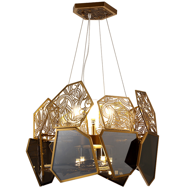 Люстра ART LUXURY CHANDELIER Прозрачный черный Золотой в Челябинске | Loft Concept 