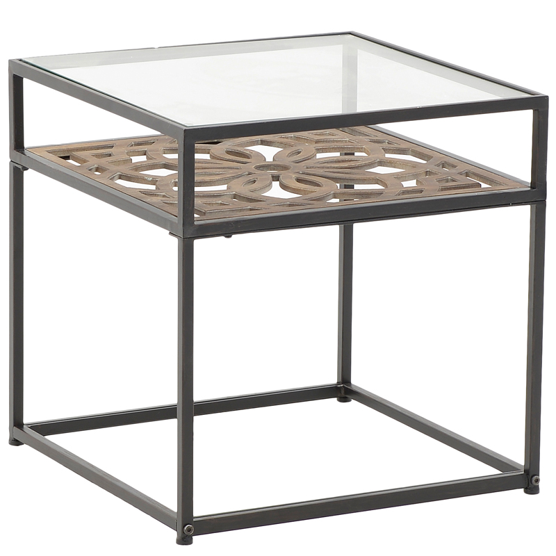 Приставной стол Provence Lace Table Древесина Черный Прозрачное Стекло в Челябинске | Loft Concept 