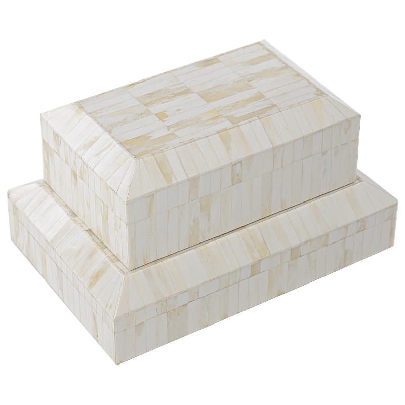 Комплект шкатулок Amadou Bone Inlay Белый ivory ( слоновая кость ) Комплект шкатулок Amadou Bone Inlay Белый ivory ( слоновая кость ) в Челябинске | Loft Concept