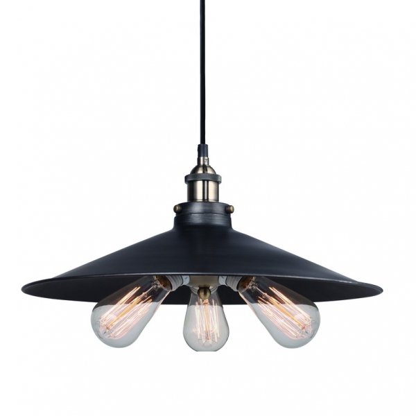 Подвесной светильник 20th C. Factory Filament Metal Triple Pendant Black Черный Подвесной светильник 20th C. Factory Filament Metal Triple Pendant Black Черный в Челябинске | Loft Concept