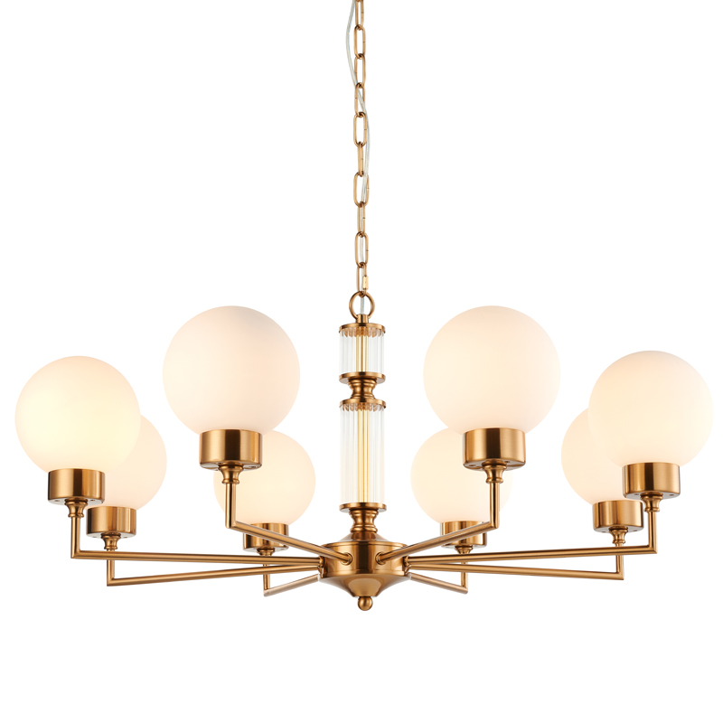 Люстра Zibille Chandelier Brass 78 Латунь Белое матовое стекло Прозрачный Люстра Zibille Chandelier Brass 78 Латунь Белое матовое стекло Прозрачный в Челябинске | Loft Concept