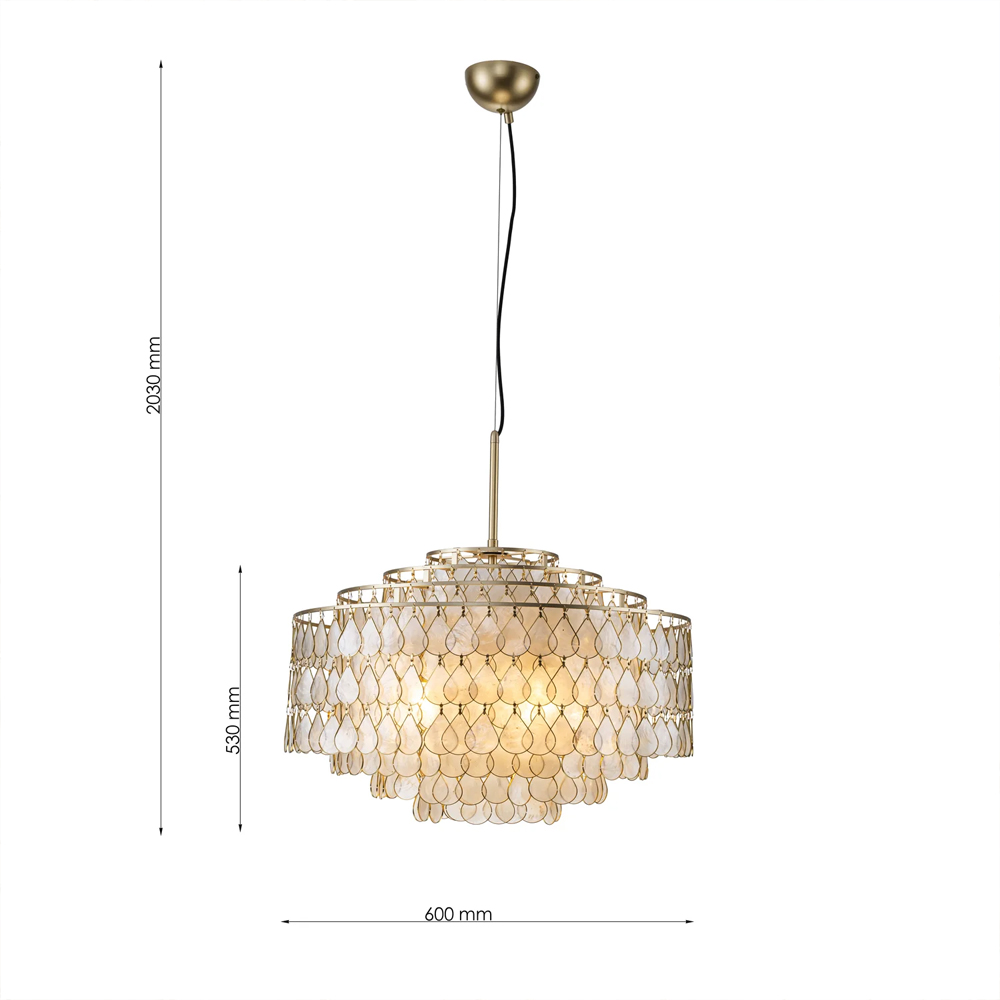 Люстра многоярусная с декором из натуральной морской ракушки Iridescent Light в Челябинске