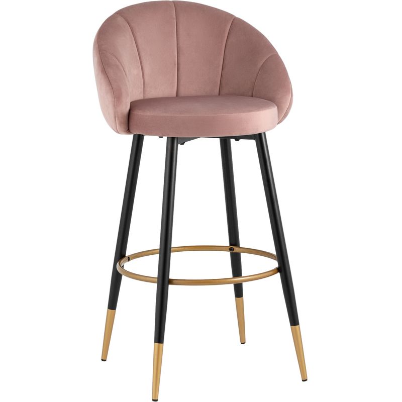 Барный Стул Alberto Chair Розовый Велюр Розовый пастельный Черный Золотой Барный Стул Alberto Chair Розовый Велюр Розовый пастельный Черный Золотой в Челябинске | Loft Concept