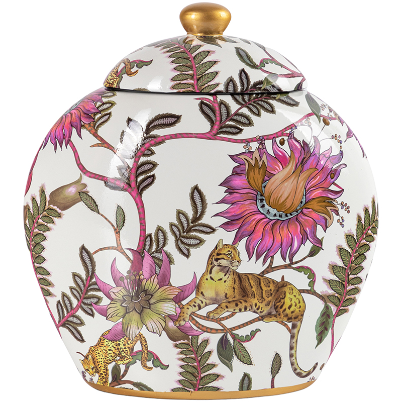 Ваза с крышкой Leopard Flowers Vase White Белый Розовый Мульти Ваза с крышкой Leopard Flowers Vase White Белый Розовый Мульти в Челябинске | Loft Concept