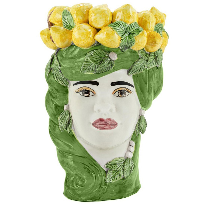 Ваза Vase Lemon Head Lady Green Зеленый Желтый Белый Ваза Vase Lemon Head Lady Green Зеленый Желтый Белый в Челябинске | Loft Concept