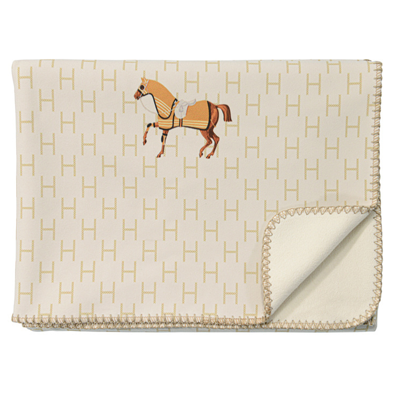 Плед Hermes Pattern Horse Plaid Бежевый Коричневый Плед Hermes Pattern Horse Plaid Бежевый Коричневый в Челябинске | Loft Concept